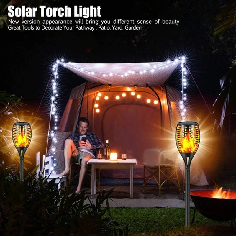 Solar Flame Torch Lights Flickering Light Waterproof Garden Decoration
