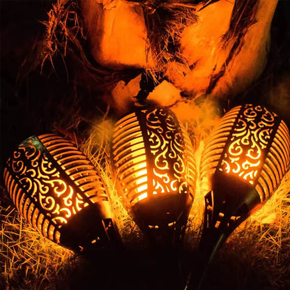 Solar Garden Flame Lights Flickering Flame Lamp Outdoor Lawn Light