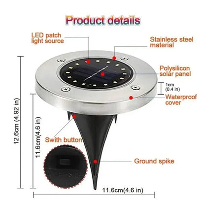 Solar Lights Outdoor 8/20LEDs Disk Underground Lamp Spotlight