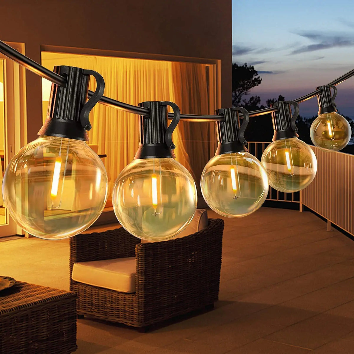 Solar String Lights Outdoor with Remote LED Shatterproof Bulbs