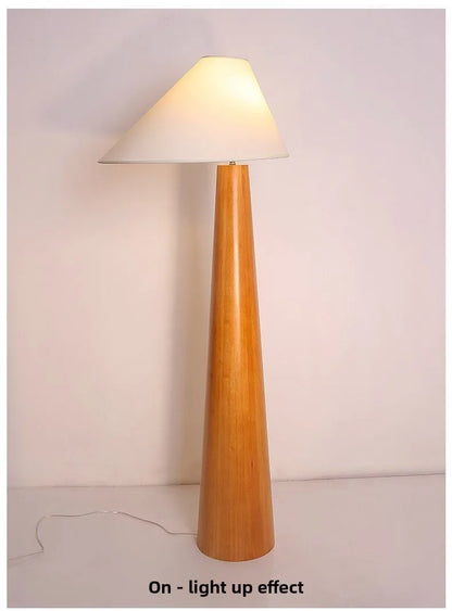 Wabi Sabi Zen Solid Oak Wood Conical Floor Lamp