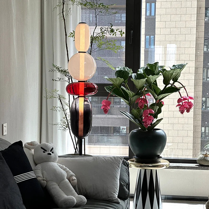 Italian Creative Colored Glass Designer LED Floor Light
