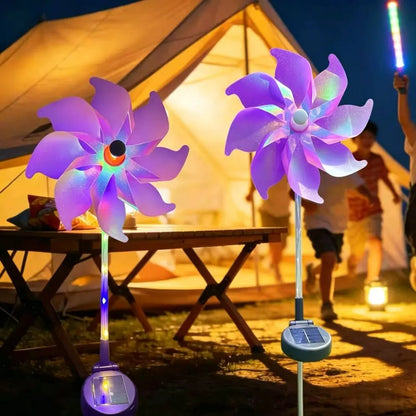 1PC Colorful Windmill Solar Garden Lamp Outdoor Pathway