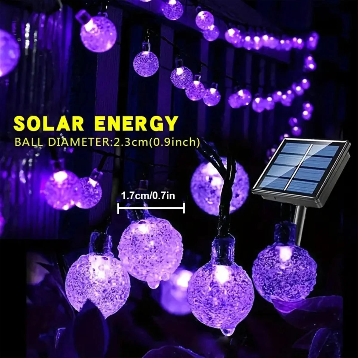Solar Bubble Ball String Light Outdoor Lighting Waterproof 8 Functions