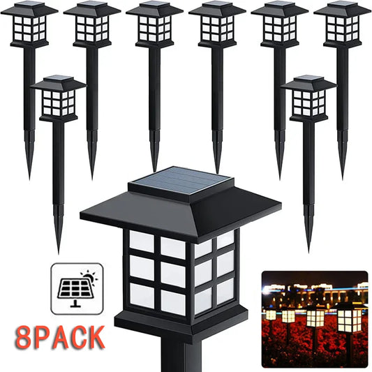 8 Pack Solar Pathway Garden Lights Outdoor Waterproof
