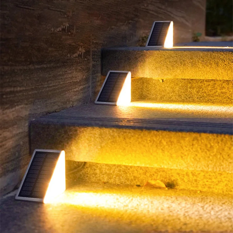 Solar powered staircase step lights, outdoor waterproof