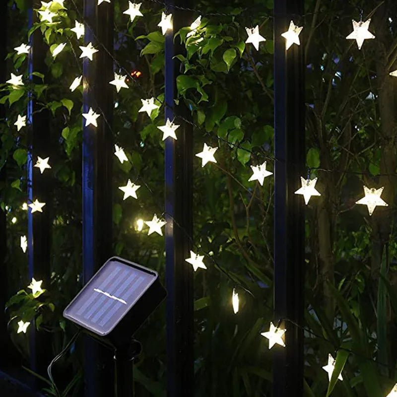 Solar Star String Lights Outdoor Waterproof LED Solar Powered Fairy Lights
