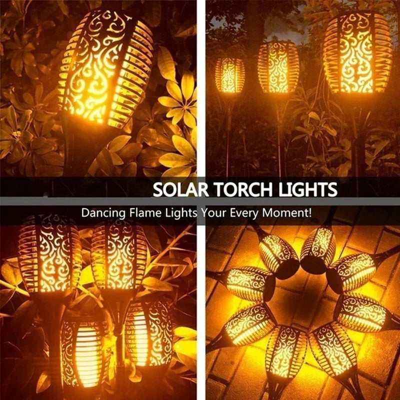 Solar Flame Torch Lights Flickering Light Waterproof Lamps