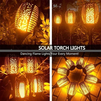 Solar Flame Torch Lights Flickering Light Waterproof Lamps
