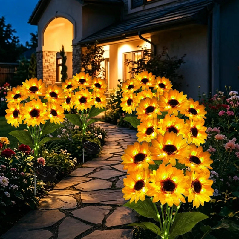 Solar Flowers Lights Outdoor Garden Decor Sunflower Lights