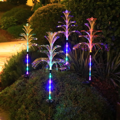 Solar Jellyfish Garden Stake Lights, Color Changing Fiber Optic Star