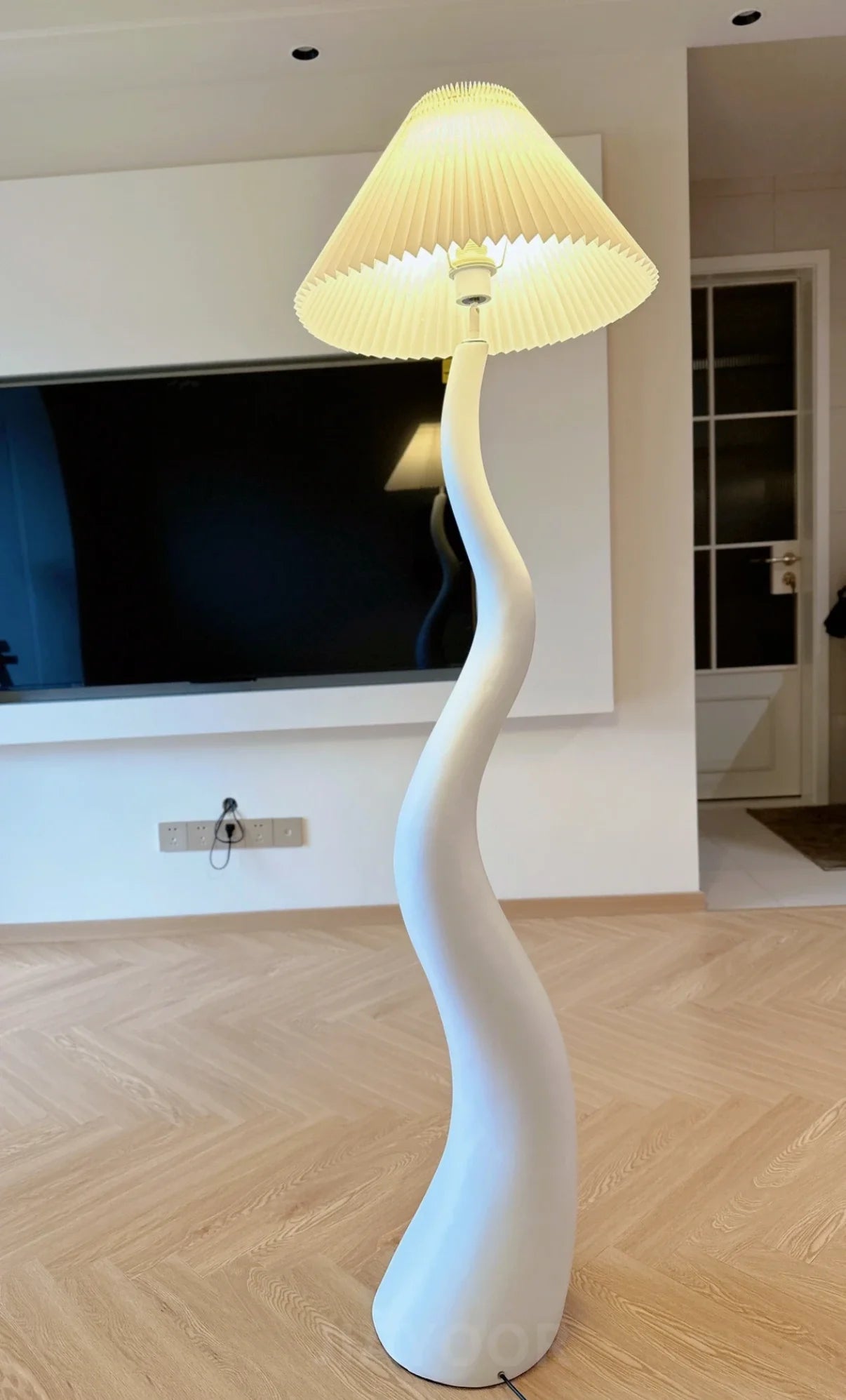 Vintage Living Room Floor Lamp Nordic Mushroom Wood Grain Light