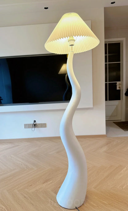 Vintage Living Room Floor Lamp Nordic Mushroom Wood Grain Light