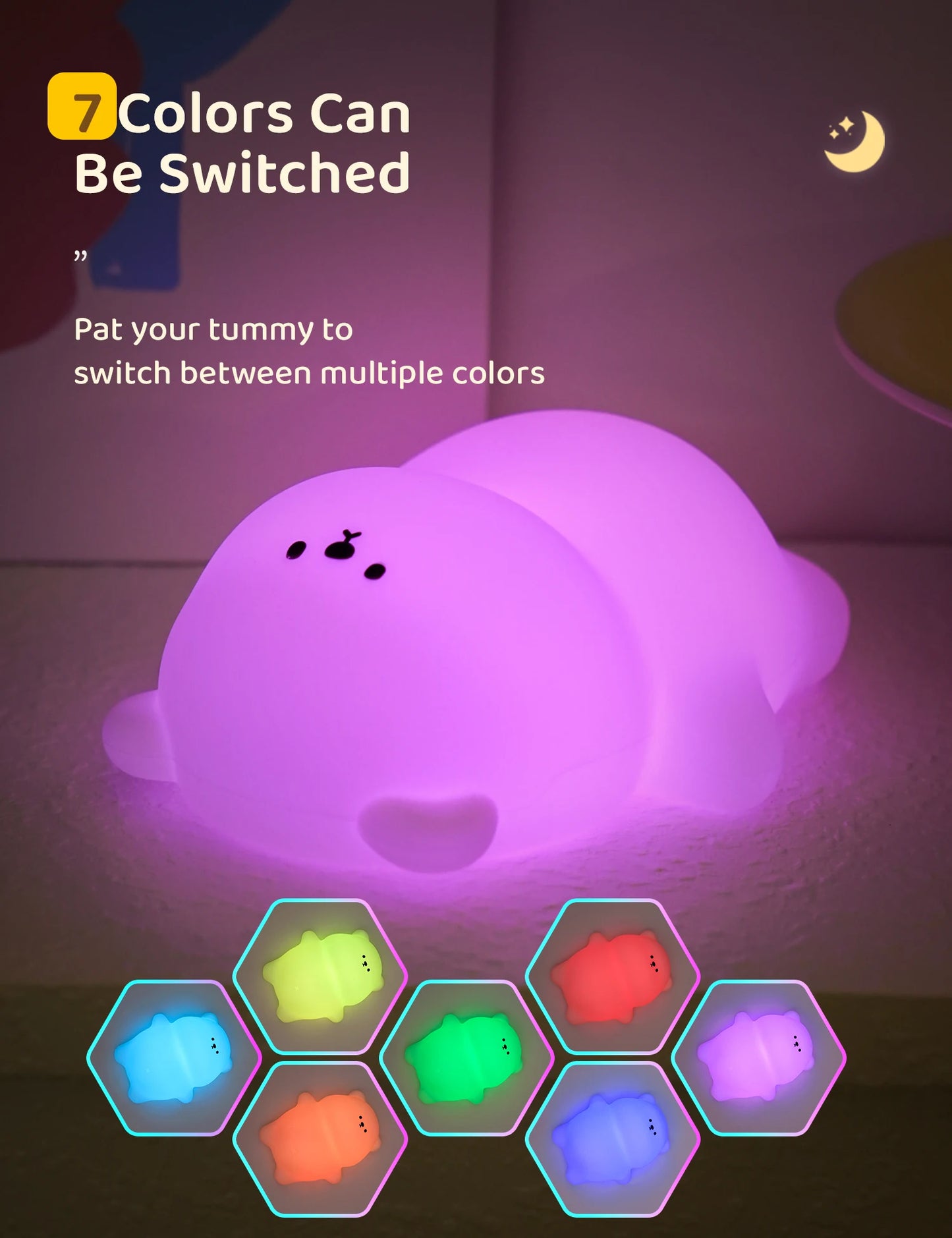 Cute Silicone Night Lamp Lying Flat Bear Desktop Decorative