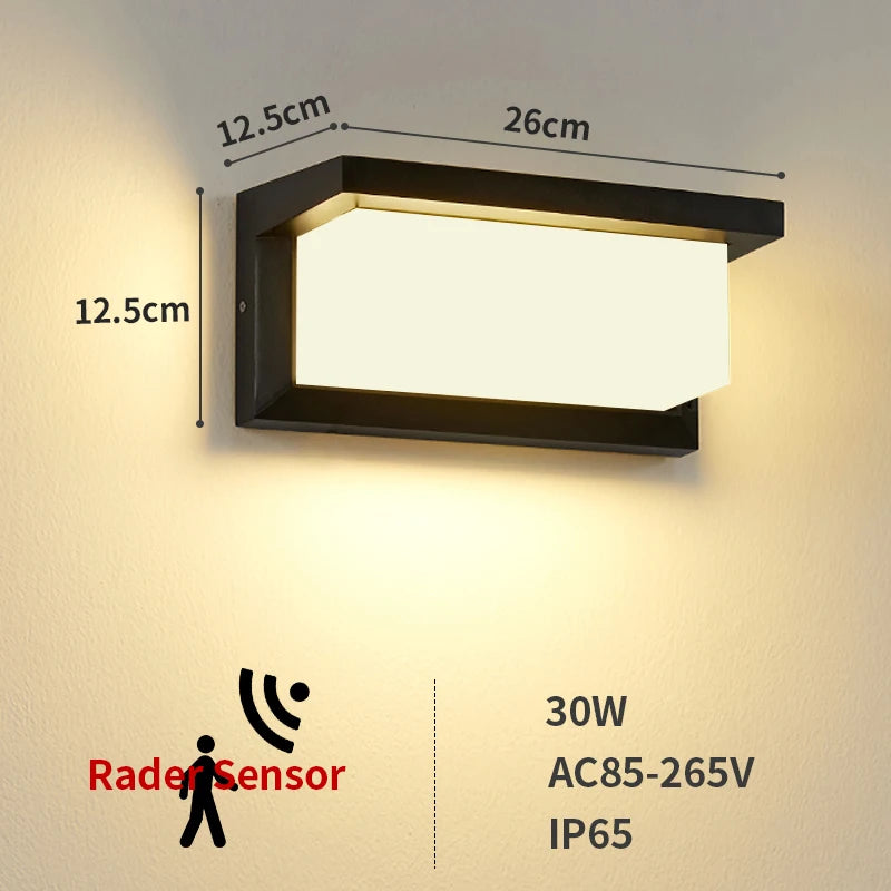 LED Outdoor Wall Lamp Waterproof IP65 Radar Sensor Ligthing