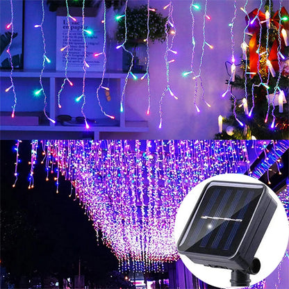 Solar Curtain Icicle Light 3.5M Eaves Outdoor Fairy String Lights