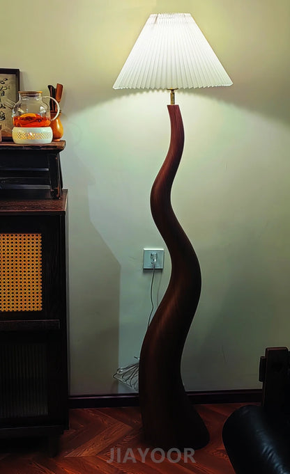 Vintage Living Room Floor Lamp Nordic Mushroom Wood Grain Light