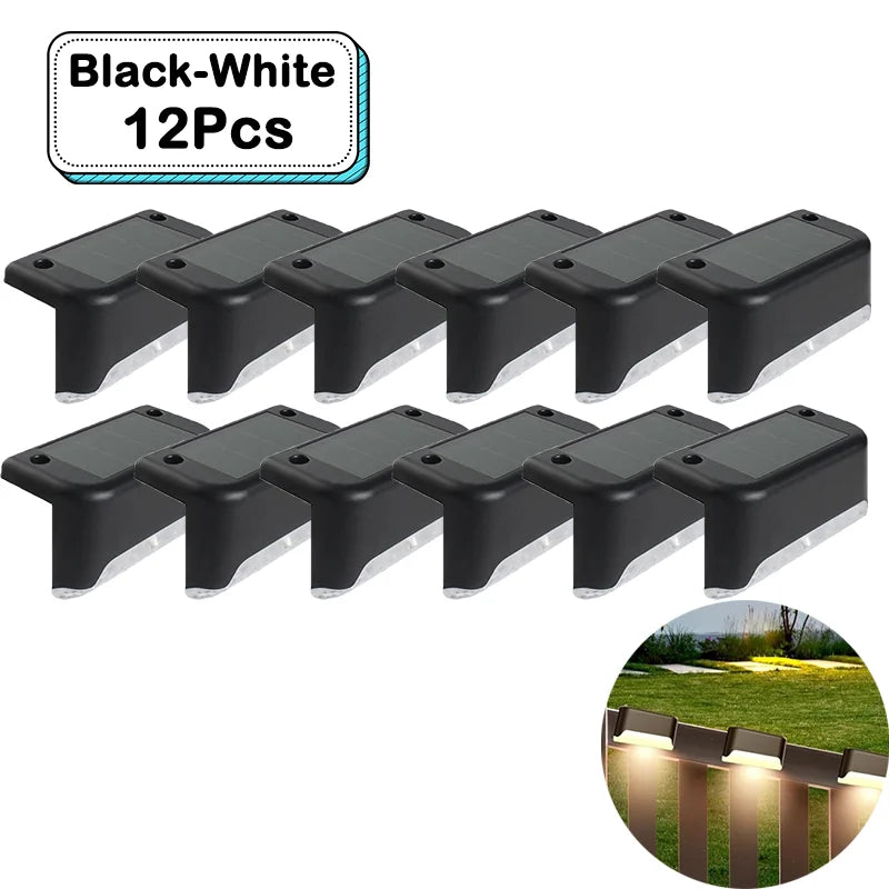 Outdoor Solar Step Lights Warm White LED Waterproof Stair Path Lighting