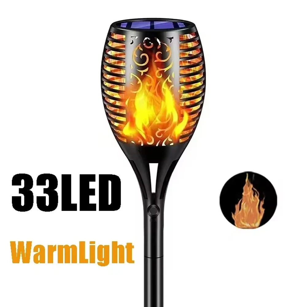 Solar Garden Flame Lights Flickering Flame Lamp Outdoor Lawn Light