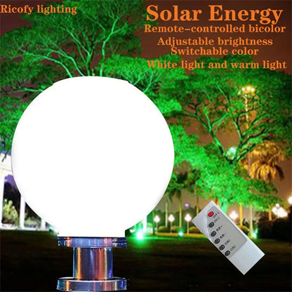 LED Ball Solar Outdoor Light Stainless Steel Solar Post Light