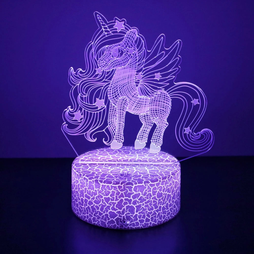 3D Lamp Anime Unicorn LED Night Light RGB