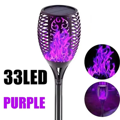 Solar Garden Flame Lights Flickering Flame Lamp Outdoor Lawn Light