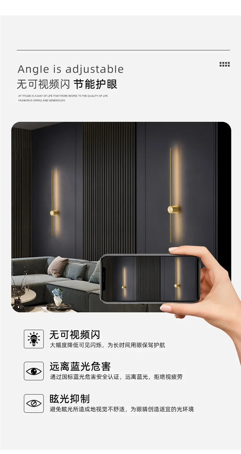 Nordic Art Design Minimalist Long Line Wall Lamps Modern