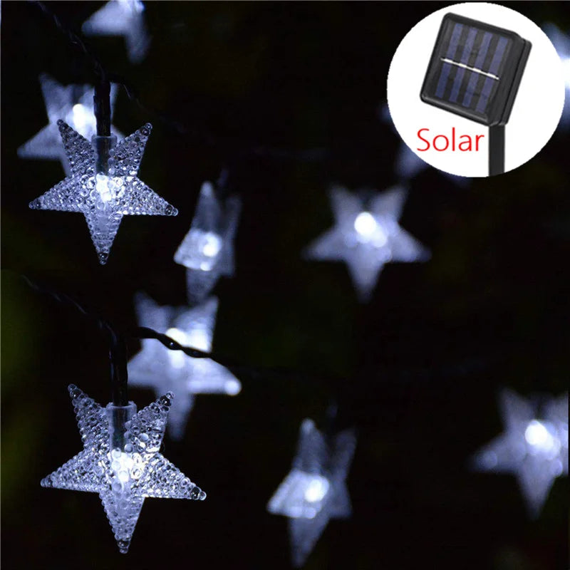 Solar Star String Lights Outdoor Waterproof LED Solar Powered Fairy Lights