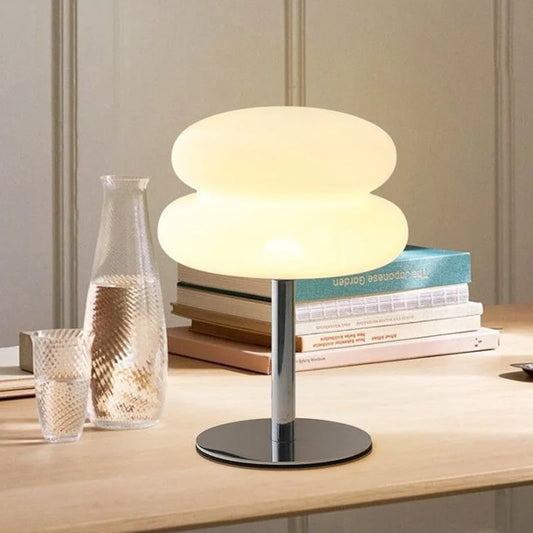 LED Table Lamp Macaron Glass Lustre Trichromatic Dimming Light