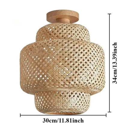 1pc Handwoven Rattan Lamp Chandeliers - Semi-Flush Mount