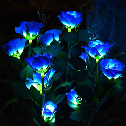 LED Solar 5-heads Rose Flower Outdoor Summer Lawn Lamp