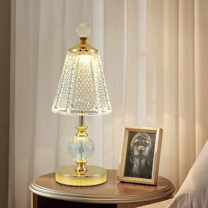 Retro Rechargeable Led Light Crystal Wireless Table Lamp