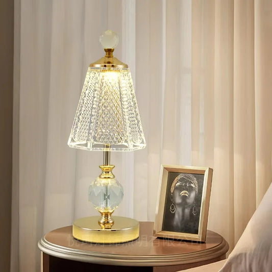 Retro Rechargeable Led Light Crystal Wireless Table Lamp