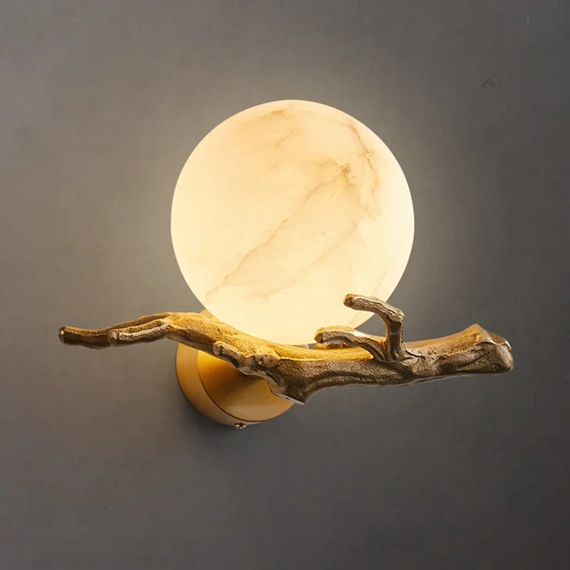 Italian Marble Waterproof Wall Lamp Brass LED Porch Light