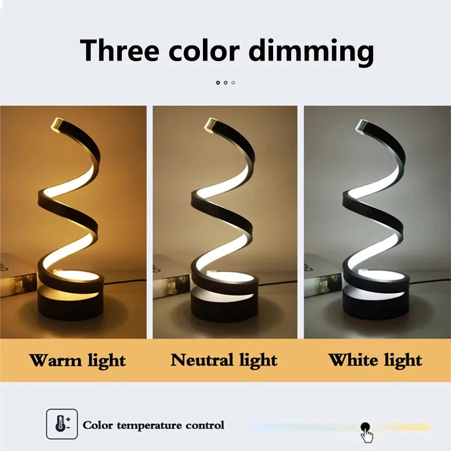 LED Night Light Spiral Table Lamp Modern Bedside Lamps