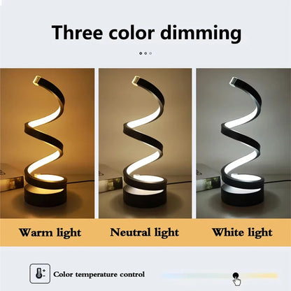 LED Night Light Spiral Table Lamp Modern Bedside Lamps