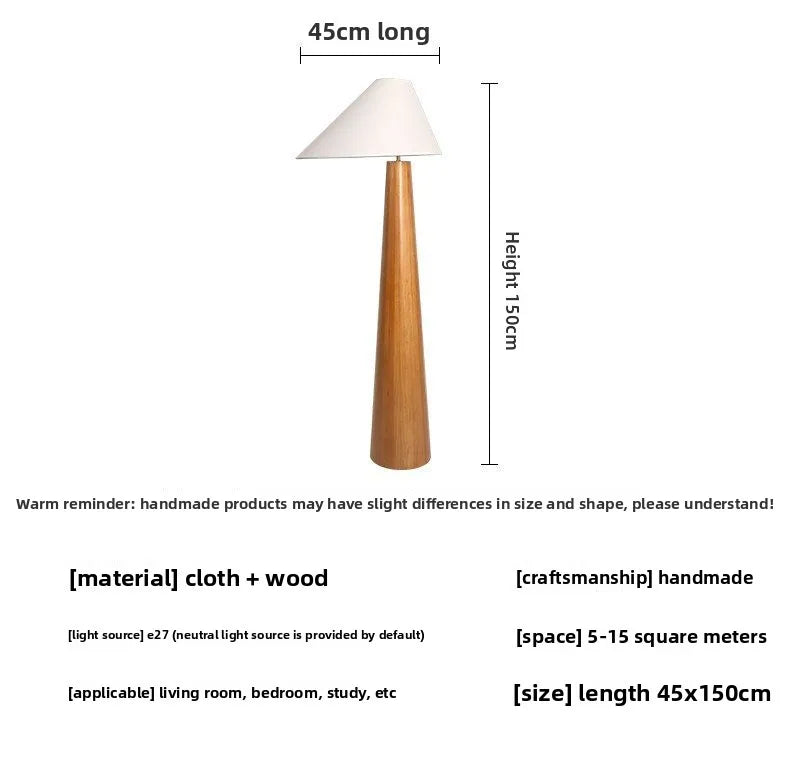 Wabi Sabi Zen Solid Oak Wood Conical Floor Lamp