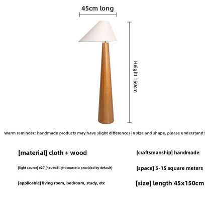 Wabi Sabi Zen Solid Oak Wood Conical Floor Lamp