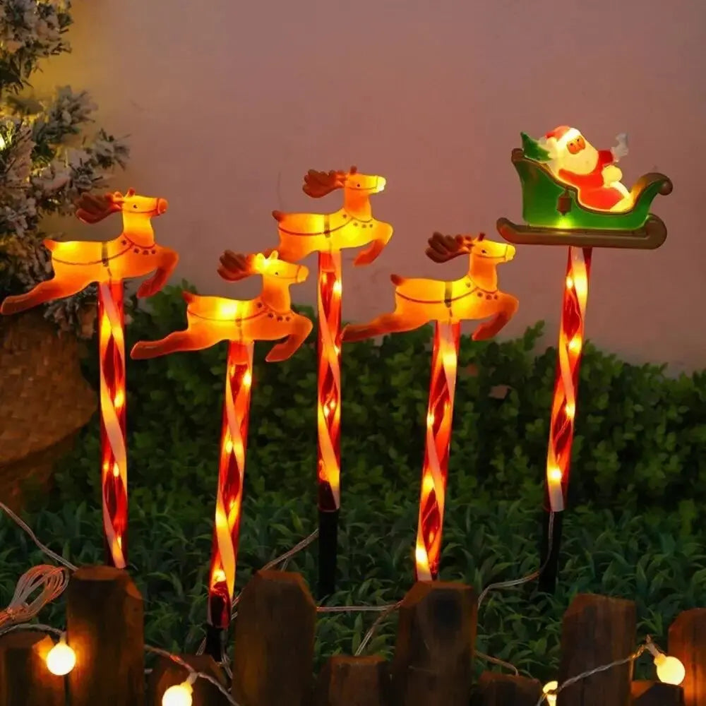 5 Pieces /Set LED Solar Christmas Santa Claus&Reindeer Garden Lights