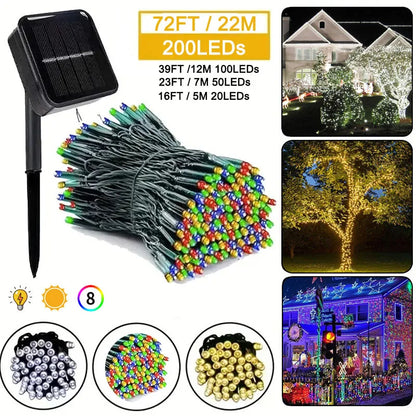 8Modes Solar String LED Fairy Lights Garland Festoon Outdoor
