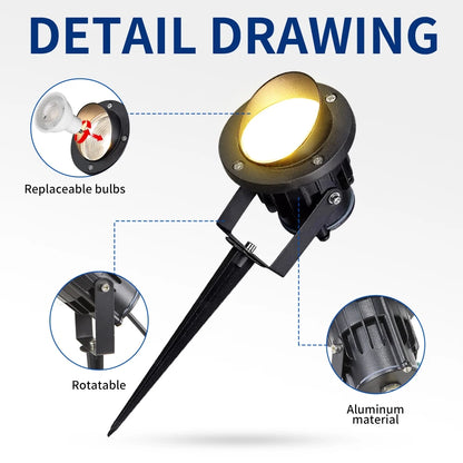 Outdoor Lawn Light IP65 Waterproof GU10 Replaceable Bulb Spot Light