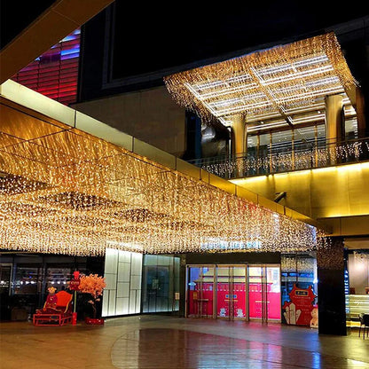 5.5M/9M Solar Curtain Icicle Light Outdoor Eaves Decor String Lights
