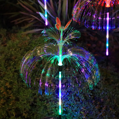 Solar Jellyfish Garden Stake Lights, Color Changing Fiber Optic Star