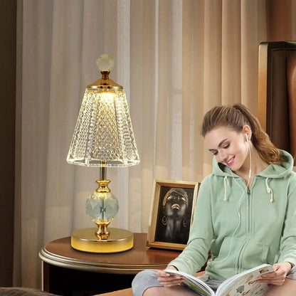 Retro Rechargeable Led Light Crystal Wireless Table Lamp