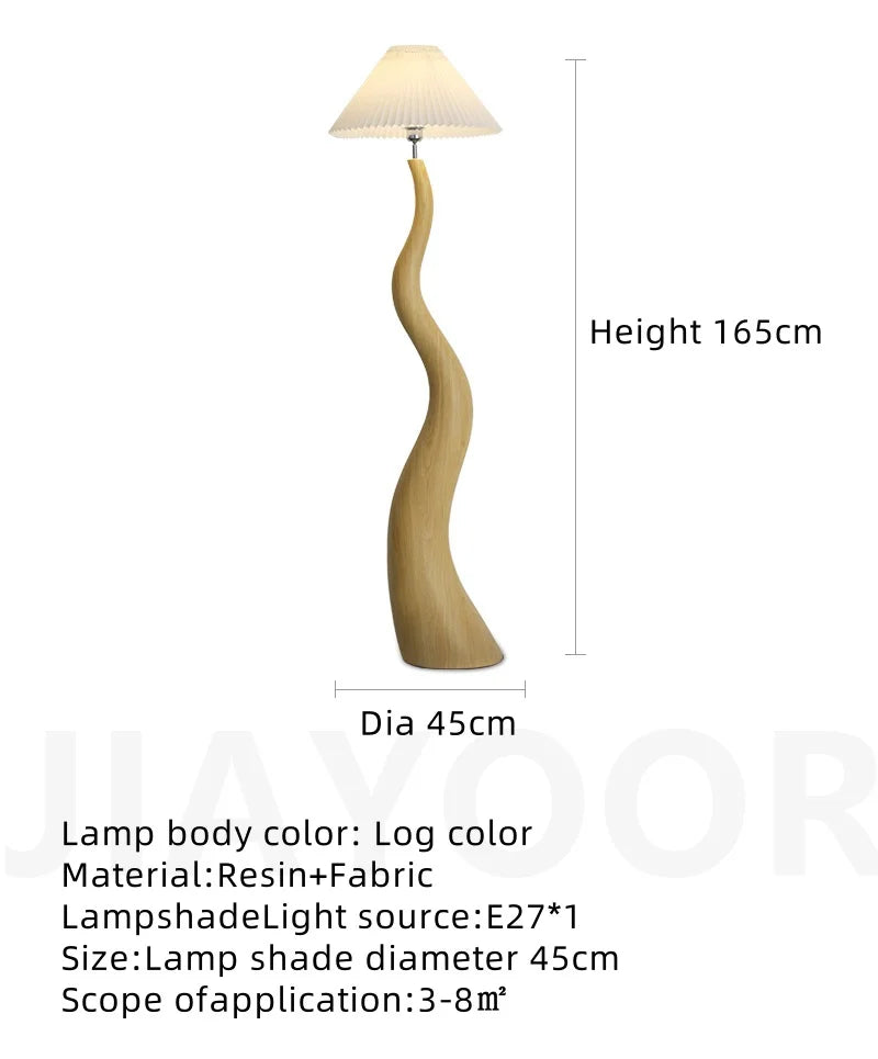 Vintage Living Room Floor Lamp Nordic Mushroom Wood Grain Light