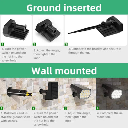 Solar Lights Outdoor  92 LED Solar Spot Lights Outdoor IP67 Waterproof