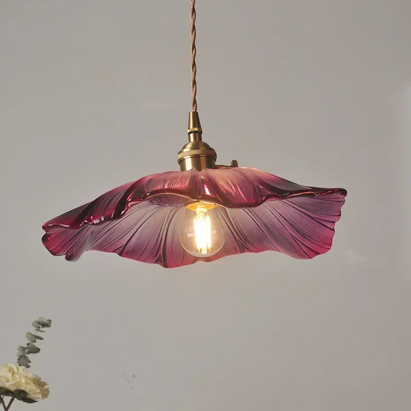 Vintage Pendant Lights Flower Glass Hanging Lamps