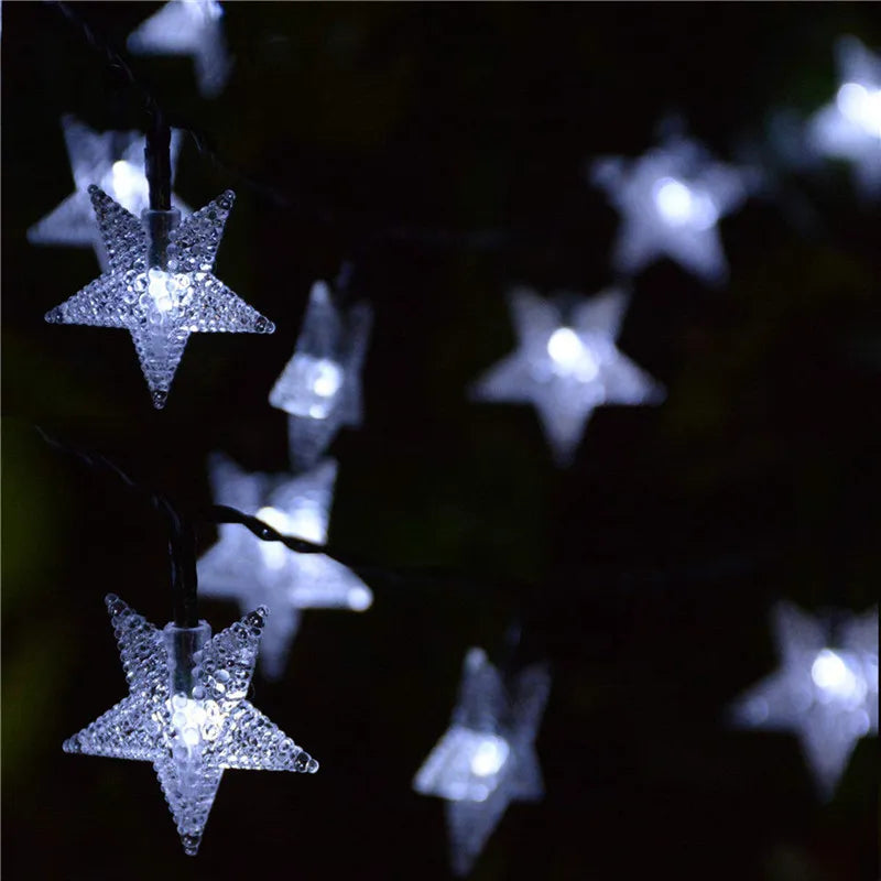 Solar Star String Lights Outdoor Waterproof LED Solar Powered Fairy Lights