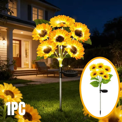 Solar Flowers Lights Outdoor Garden Decor Sunflower Lights