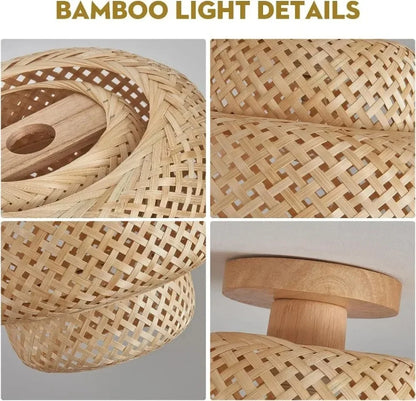 1pc Handwoven Rattan Lamp Chandeliers - Semi-Flush Mount